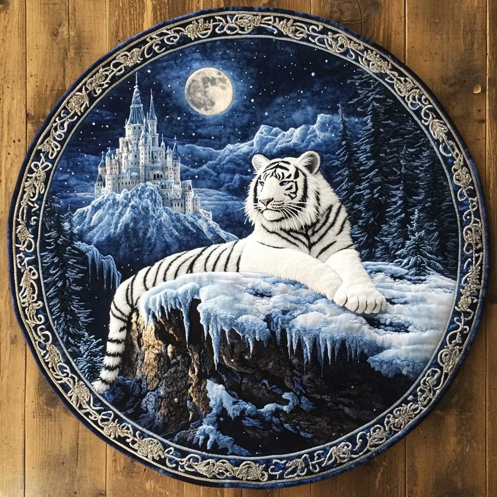 Frozen White Tiger WN2504022CL Quilted Round Mat