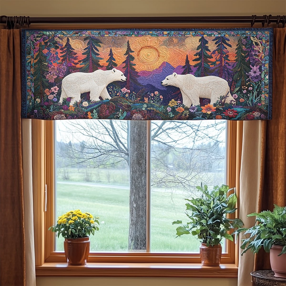 Bear’s Cozy Meadow WN2406009CL Quilted Valance