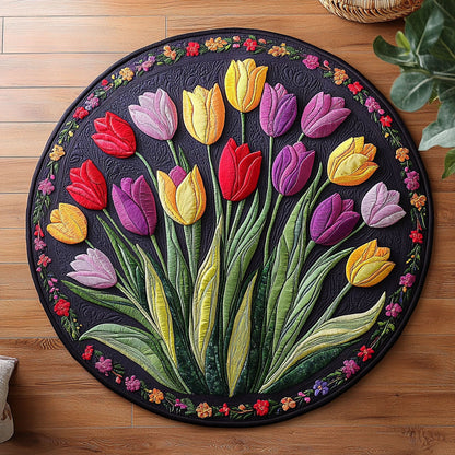 Tulip Harvest Stitch WN1706083CL Quilted Round Mat