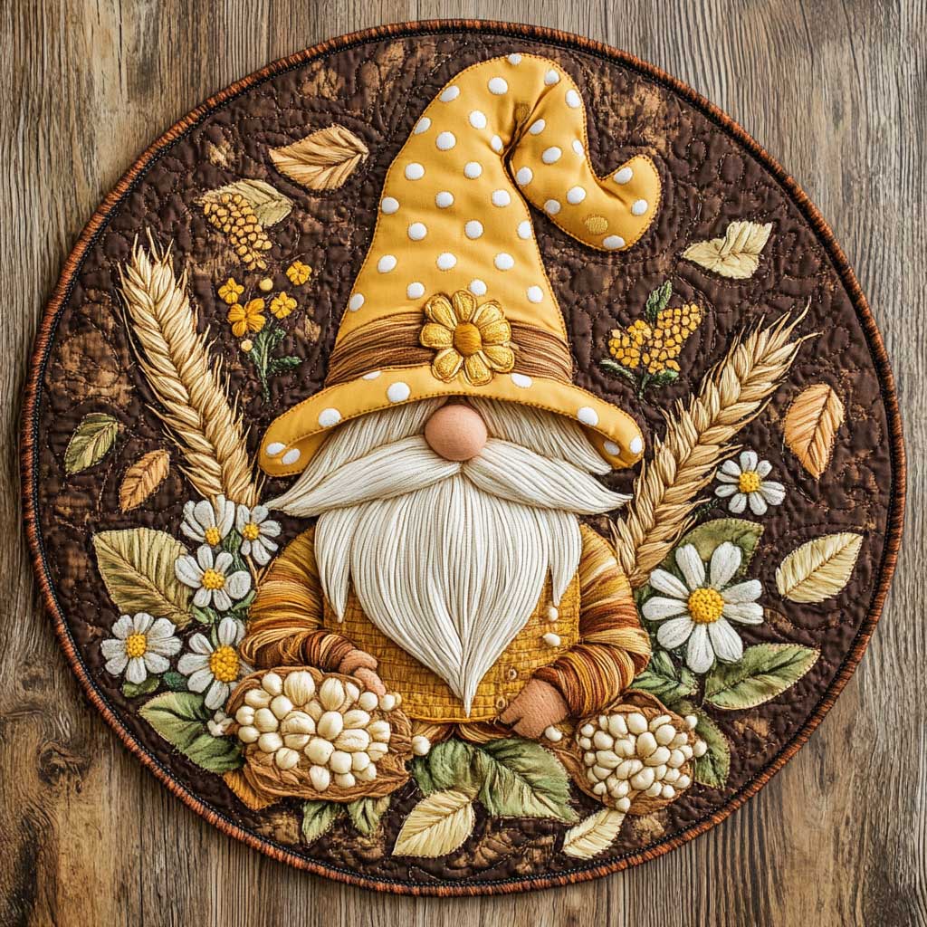 Gnome’s Gathering Day WN2105028CL Quilted Round Mat