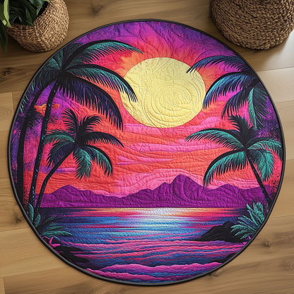 Tropical Surreal Sunset WJ0107045CL Quilted Round Mat