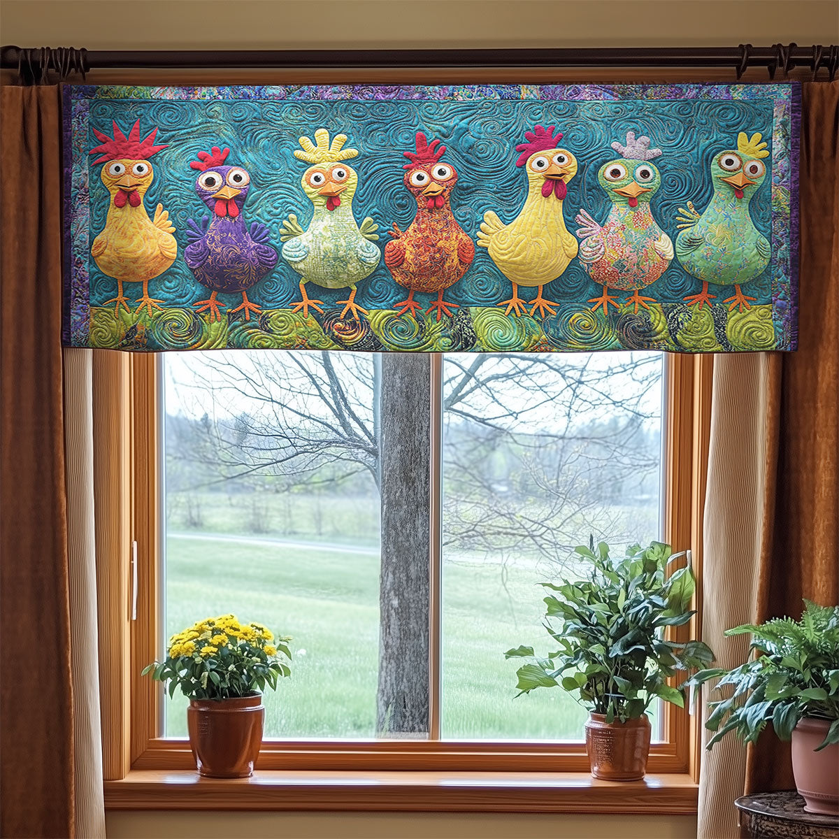 Chicken Cozy Garden WN1406050CL Quilted Valance