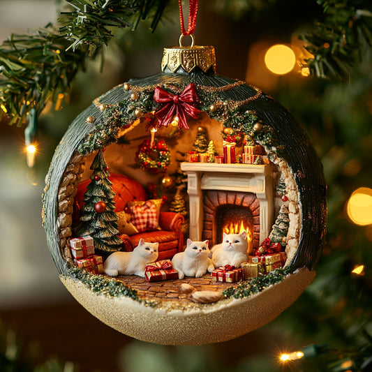 Cozy Cat Christmas WN0811041CL Christmas Ornament