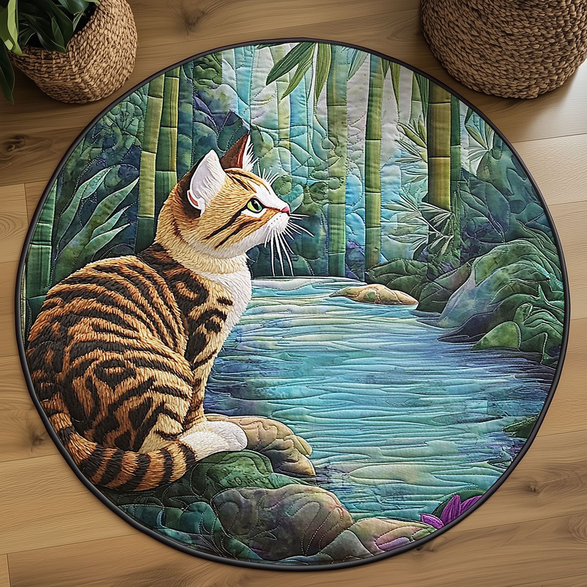 Whiskered Peace WJ1605022CL Quilted Round Mat