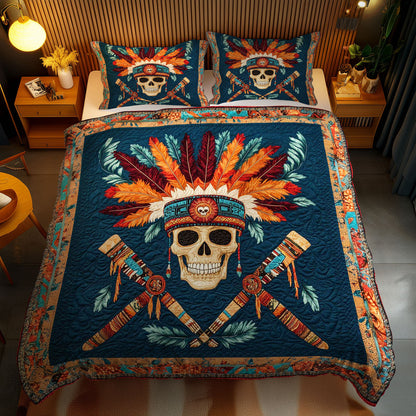 Crimson Skull And Feathers WN2101028CL Duvet Cover Set