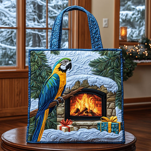 Parrot's Winter Fireside LT0111023CL Quilted Tote Bag