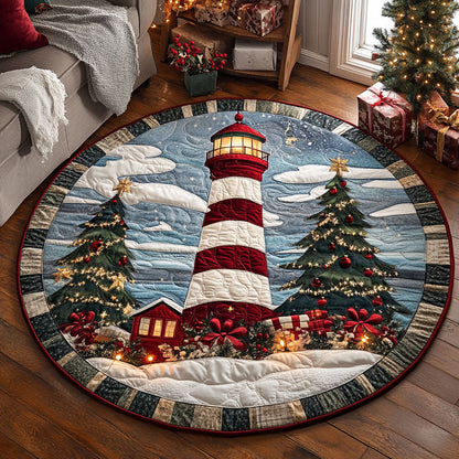 Snowfall Lighthouse Holiday KL0912033CL Quilted Round Mat