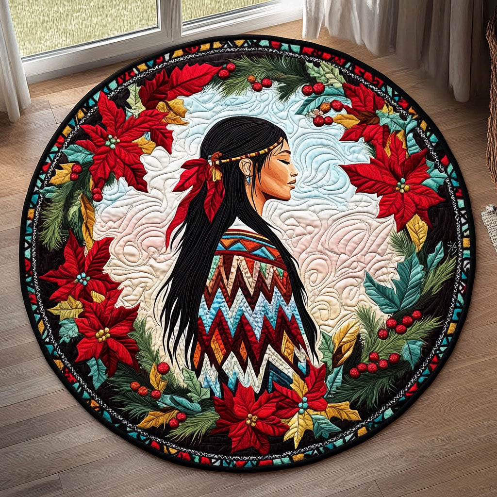 Native American Woman KL1012024CL Quilted Round Mat