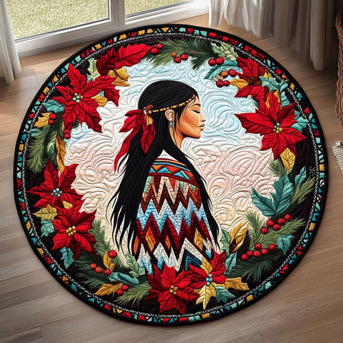 Native American Woman KL1012024CL Quilted Round Mat