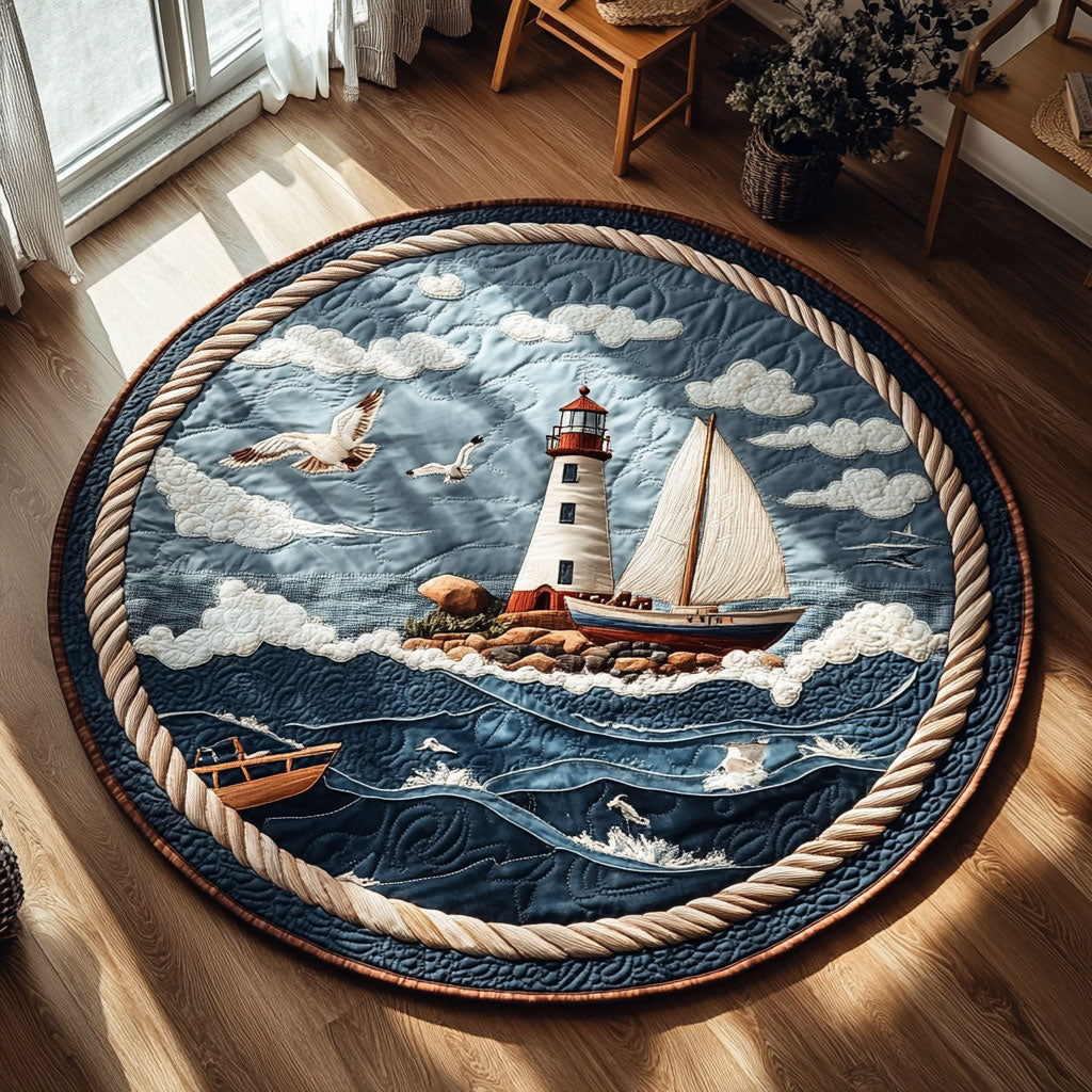 Lighthouse View WN0307096CL Quilted Round Mat