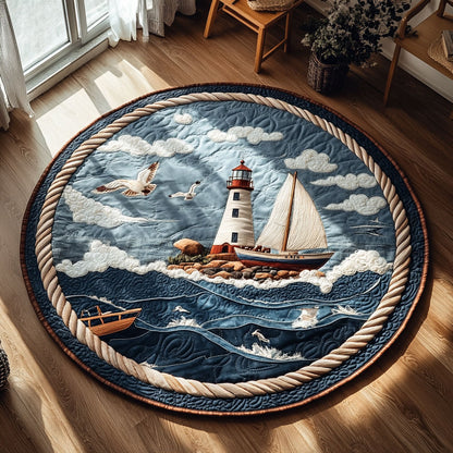 Lighthouse View WN0307096CL Quilted Round Mat