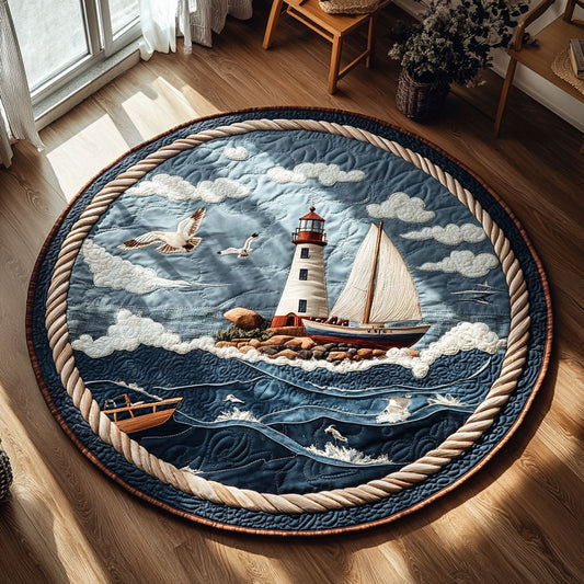 Lighthouse View WN0307096CL Quilted Round Mat