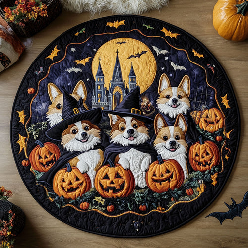 Dark Forest Corgi WN3107024CL Quilted Round Mat