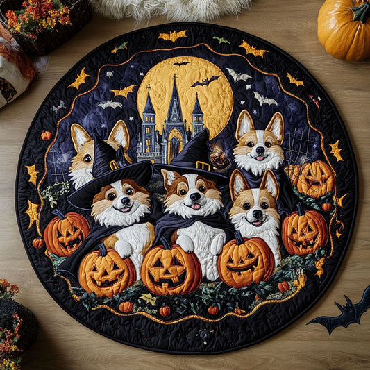 Dark Forest Corgi WN3107024CL Quilted Round Mat