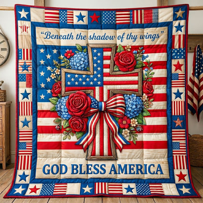 God Bless America Cross WN1504007CL Quilt
