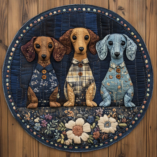 Dachshund Farmhouse WN0207042CL Quilted Round Mat