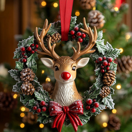 Whimsical Reindeer Wreath Ornament XK1510012CL Christmas Ornament