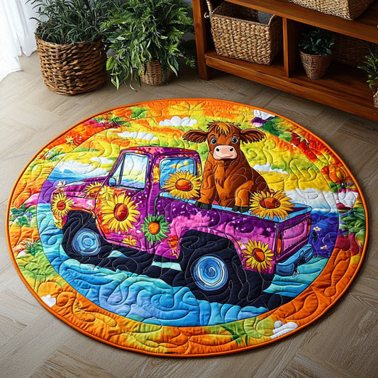 Hippie Cow QA1911005CL Quilted Round Mat