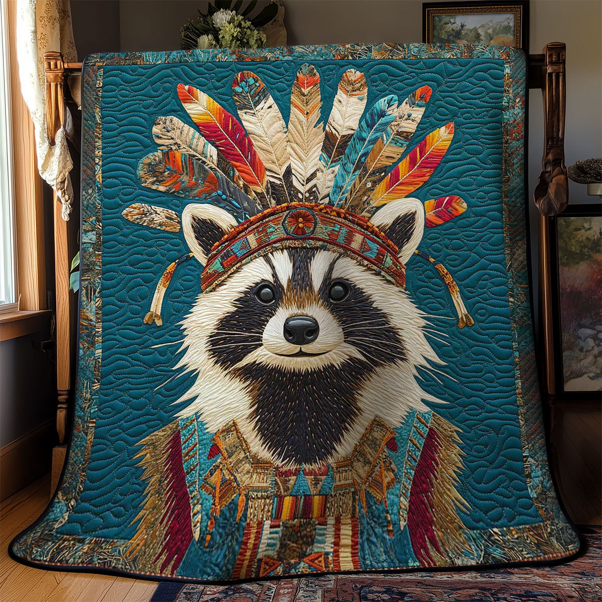 Native Raccoon Headdress WN2401003CL Quilt