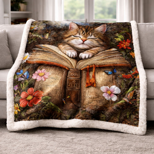 Catnap on a Storybook KL3101007CL Faux Fur Throw Blanket