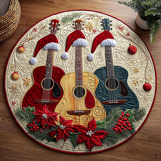 Christmas Guitar QA2711015CL Quilted Round Mat