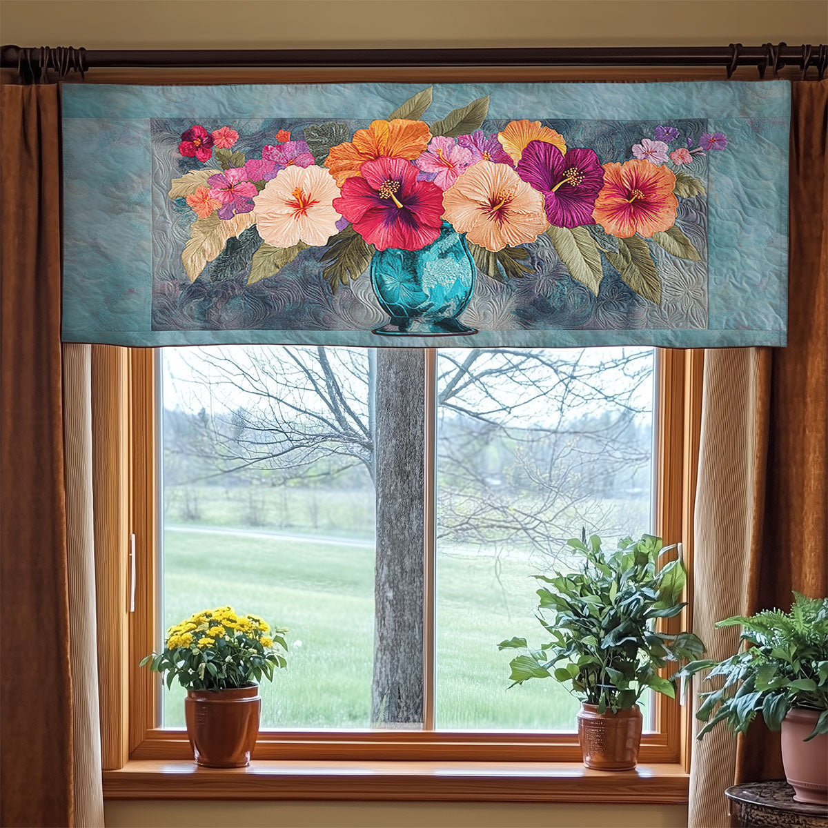 Hibiscus Whispering Sky WN1906049CL Quilted Valance