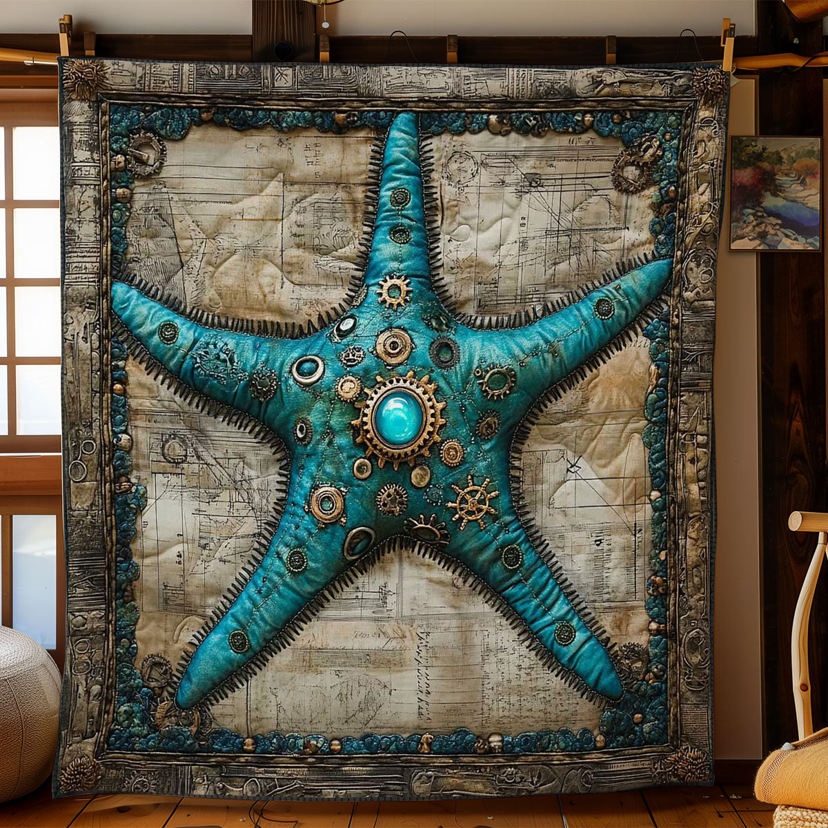 Clockwork Steampunk Starfish WN0602044CL Quilt