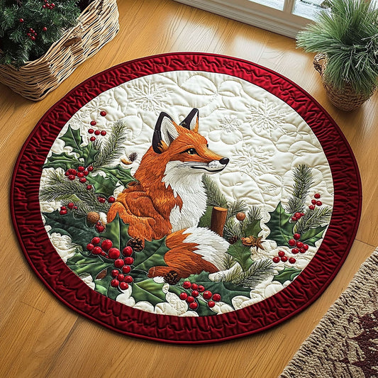 Christmas Fox QA2511015CL Quilted Round Mat