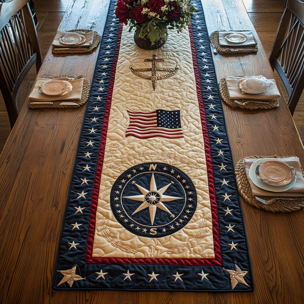 Compass Rose WN0906075CL Quilted Table Runner