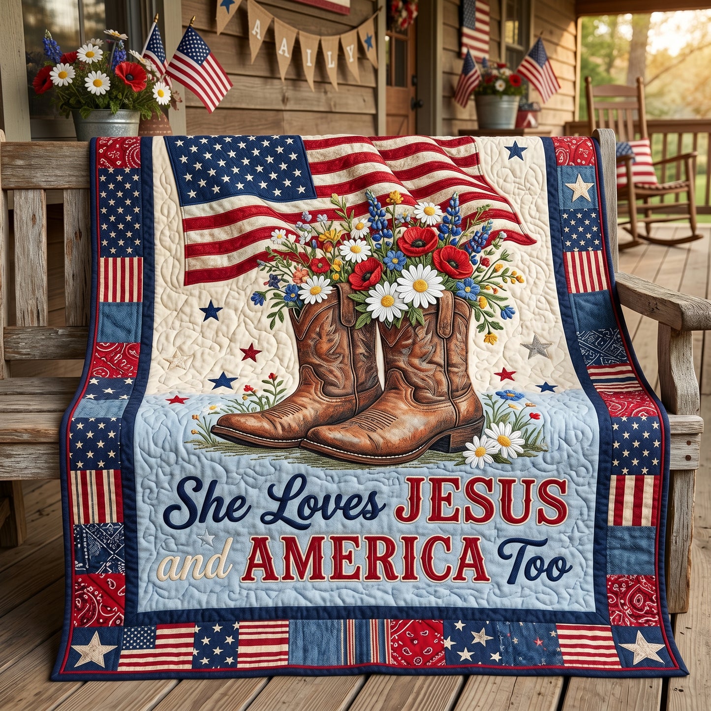 She Loves Jesus And America Too XR0505001CL Quilt