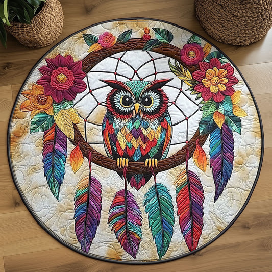 Dreamcatcher Native Owl WJ2705035CL Quilted Round Mat