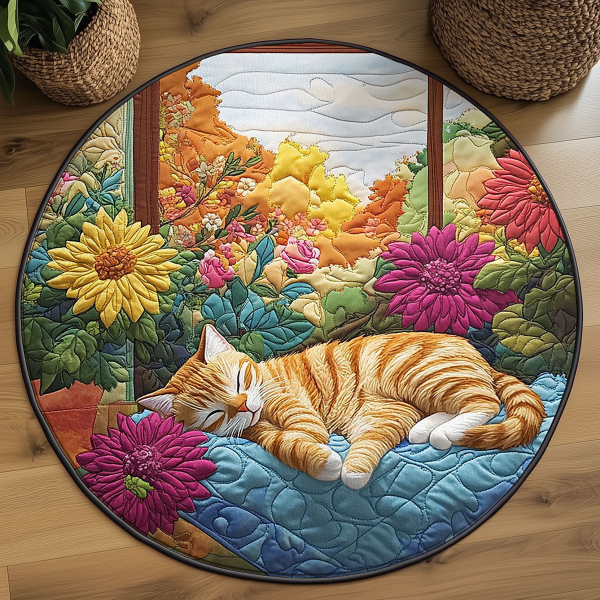 Sleeping Cat WJ1605021CL Quilted Round Mat