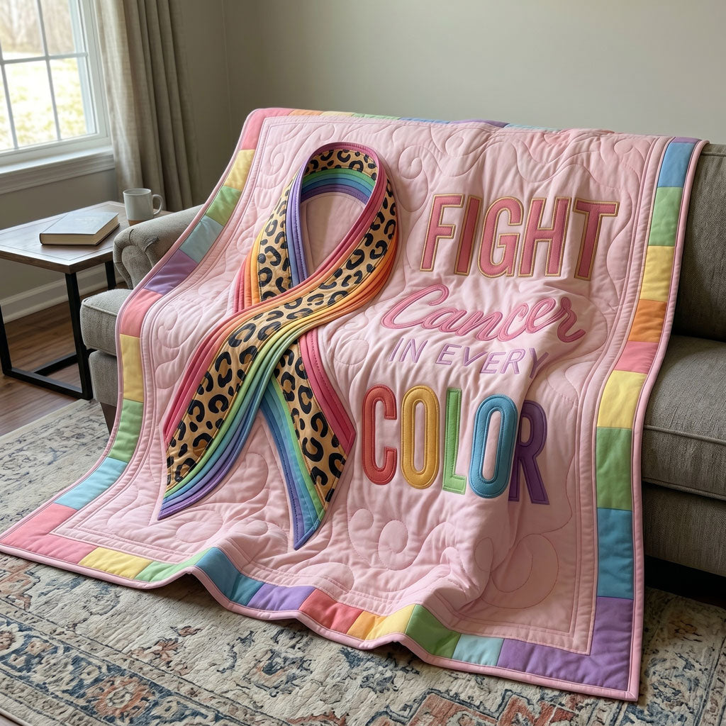 Fight Cancer Every Color Ribbon WN2404008CL Quilt