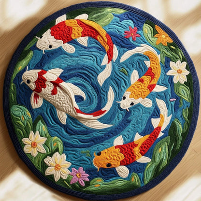 Enchanting Koi Fish XR1709009CL Quilted Round Mat