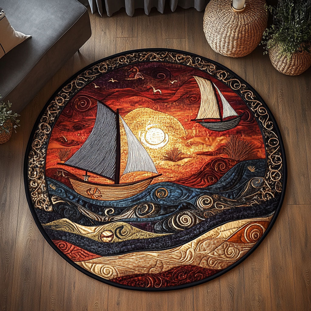 Evening Sailboat Breeze WN2006010CL Quilted Round Mat