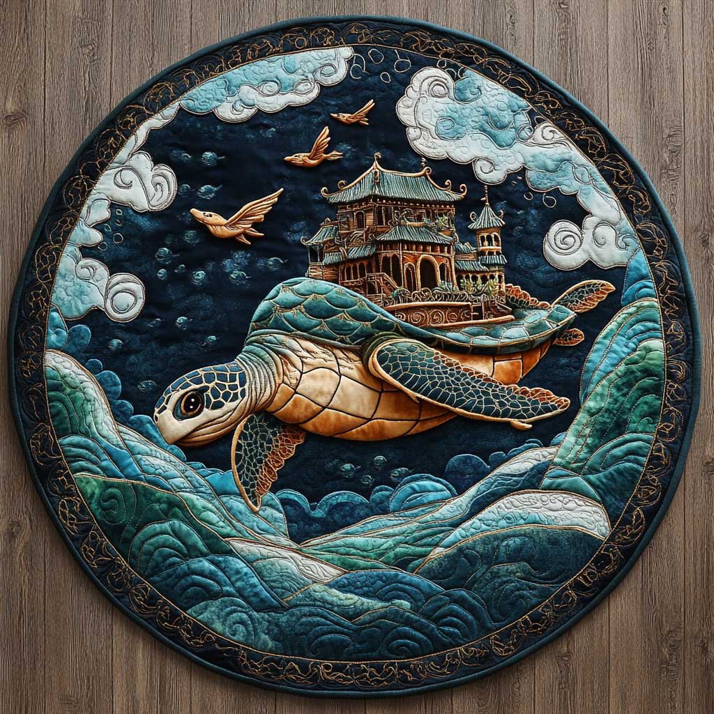 Mythical Turtle Harbor WN1305049CL Quilted Round Mat