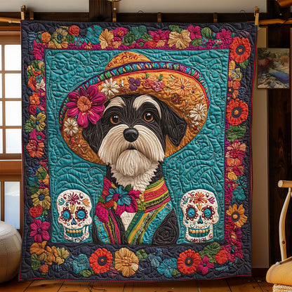 Schnauzer Sugar Skull Celebration WN0302007CL Quilt