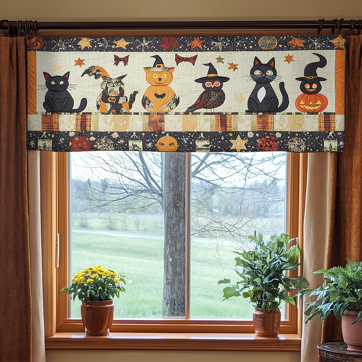Pumpkin Perch WN0108031CL Quilted Valance