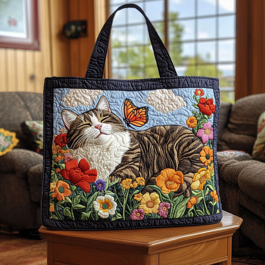 Butterfly Kissed Cat KL1912007CL Quilted Tote Bag
