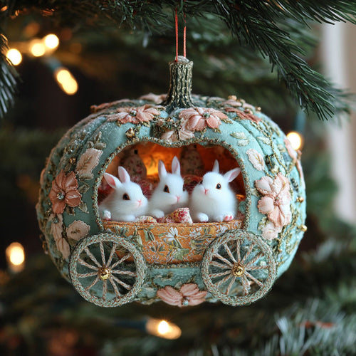 Rabbit Festive Wagon WN0912046CL Christmas Ornament