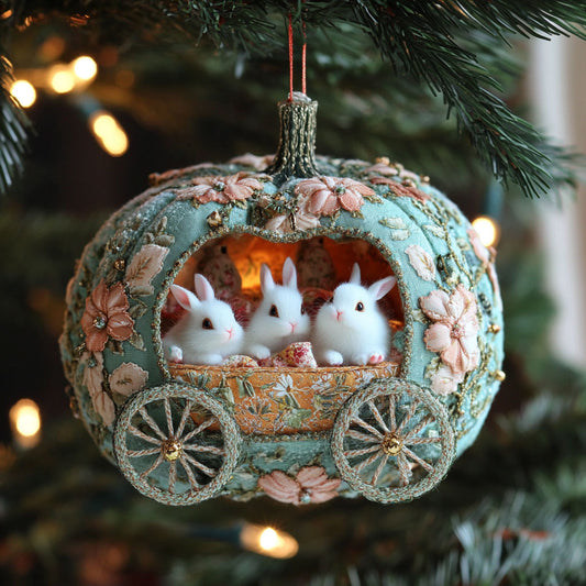 Rabbit Festive Wagon WN0912046CL Christmas Ornament