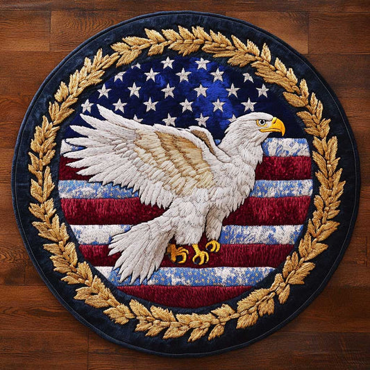 Bald Eagle Crest WN1305043CL Quilted Round Mat