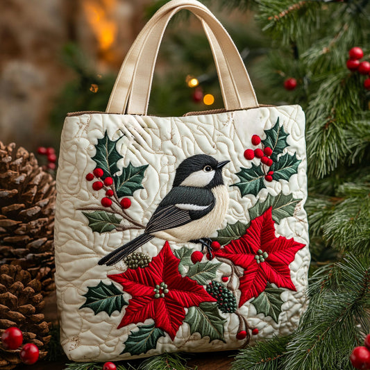 Bright Wreath Chickadee WN2210004CL Quilted Tote Bag