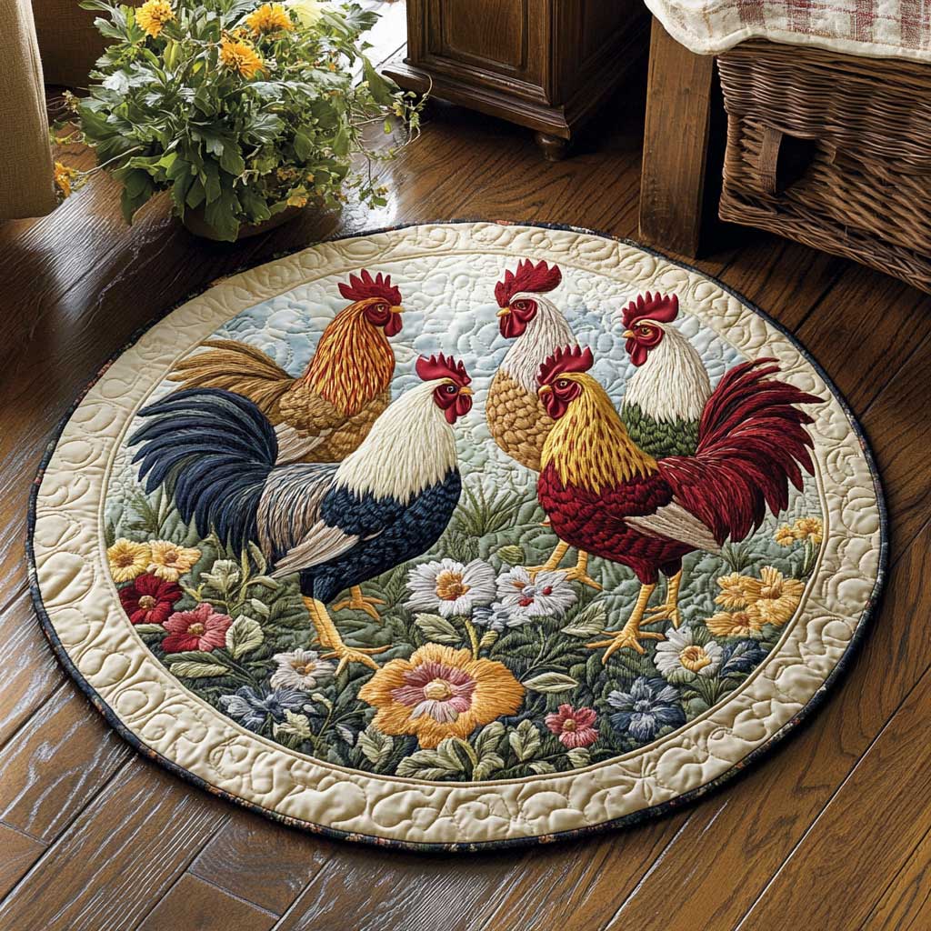 Morning Rooster WN1903114CL Quilted Round Mat