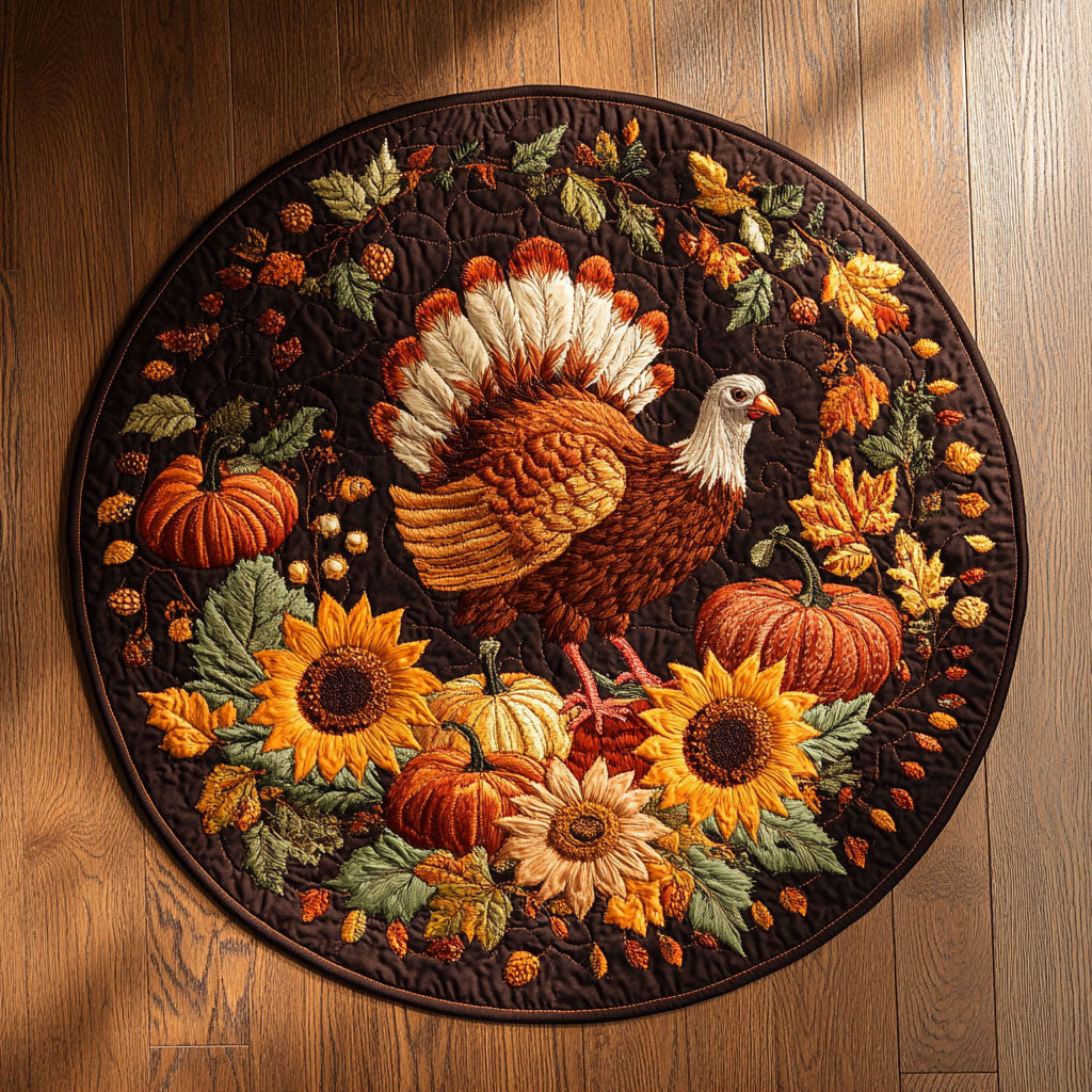 Thanksgiving Turkey WN0409109CL Quilted Round Mat