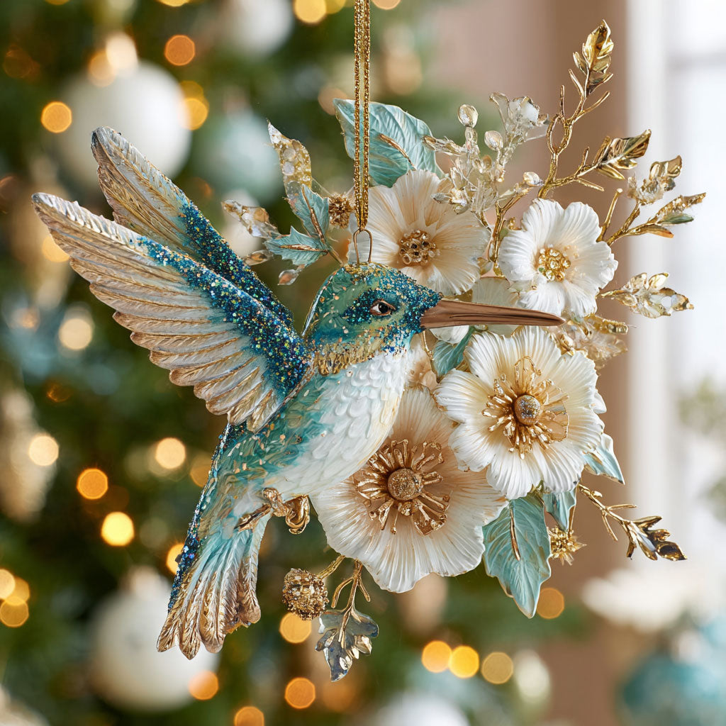 Hummingbird Bloom CW0412094CL Christmas Ornament