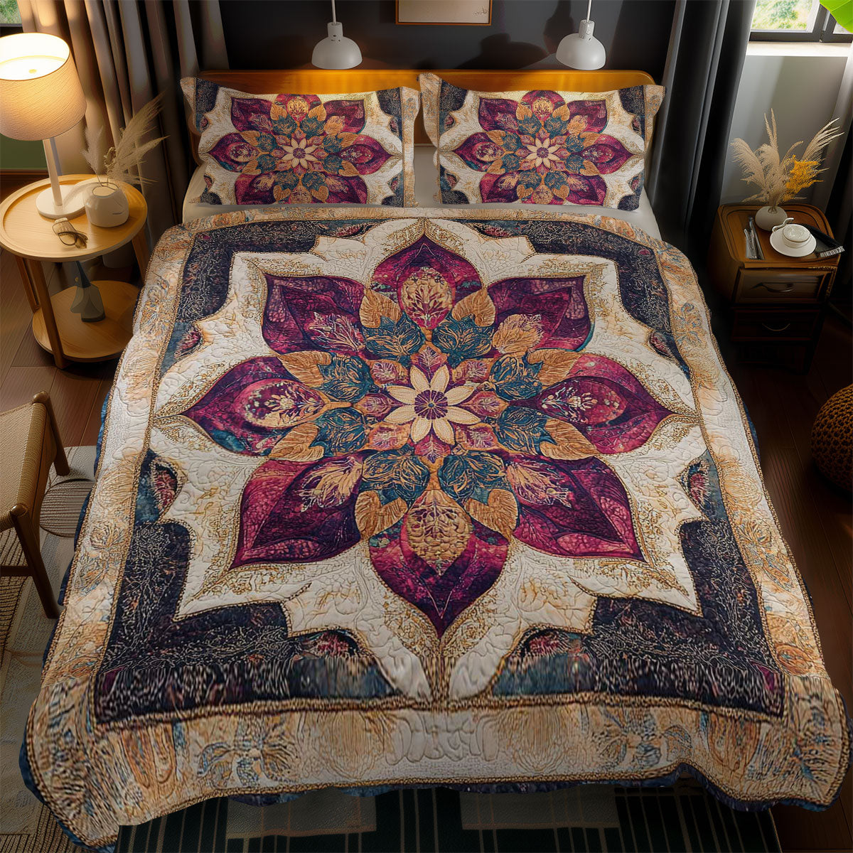 Golden Flower Mandala WN0402076CL Duvet Cover Set