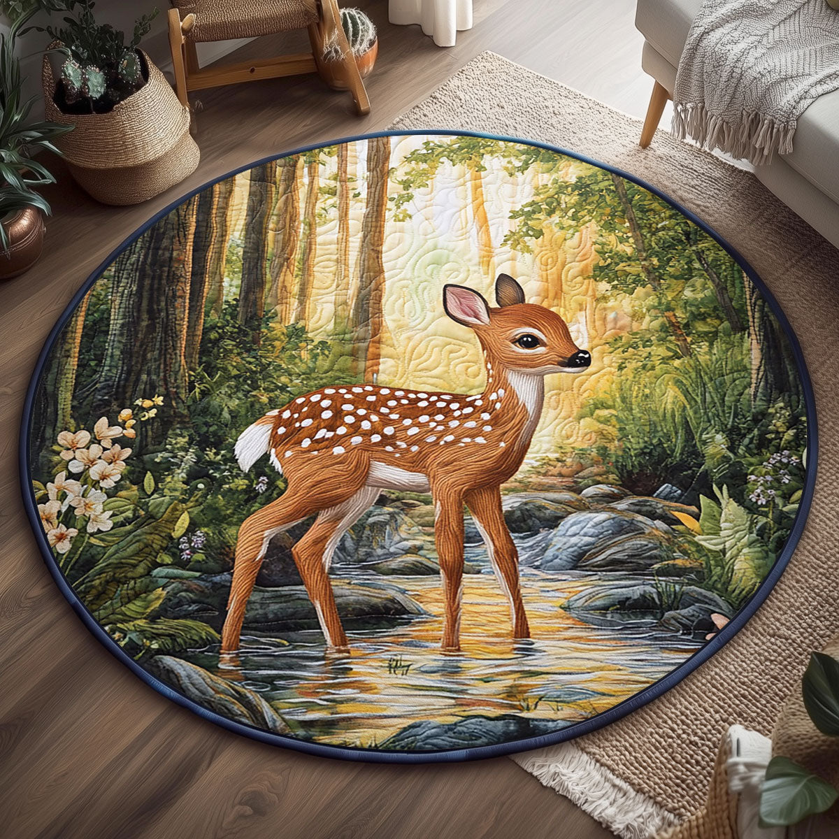 Lone Fawn WJ0207028CL Quilted Round Mat