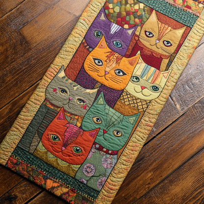 Whimsical Cats XR1211018CL Quilted Table Runner