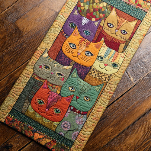 Whimsical Cats XR1211018CL Quilted Table Runner